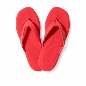 Lululemon Coral Red Flip Flop Sandals Athleisure